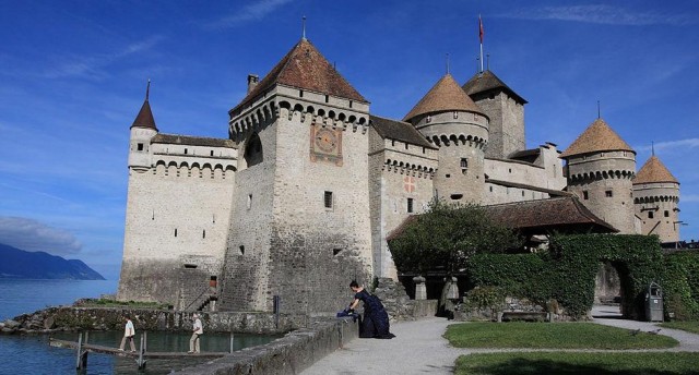 Chateau de Chillon, Lago Geneva en Suiza 