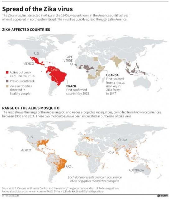 Paises afectados por el Zika 