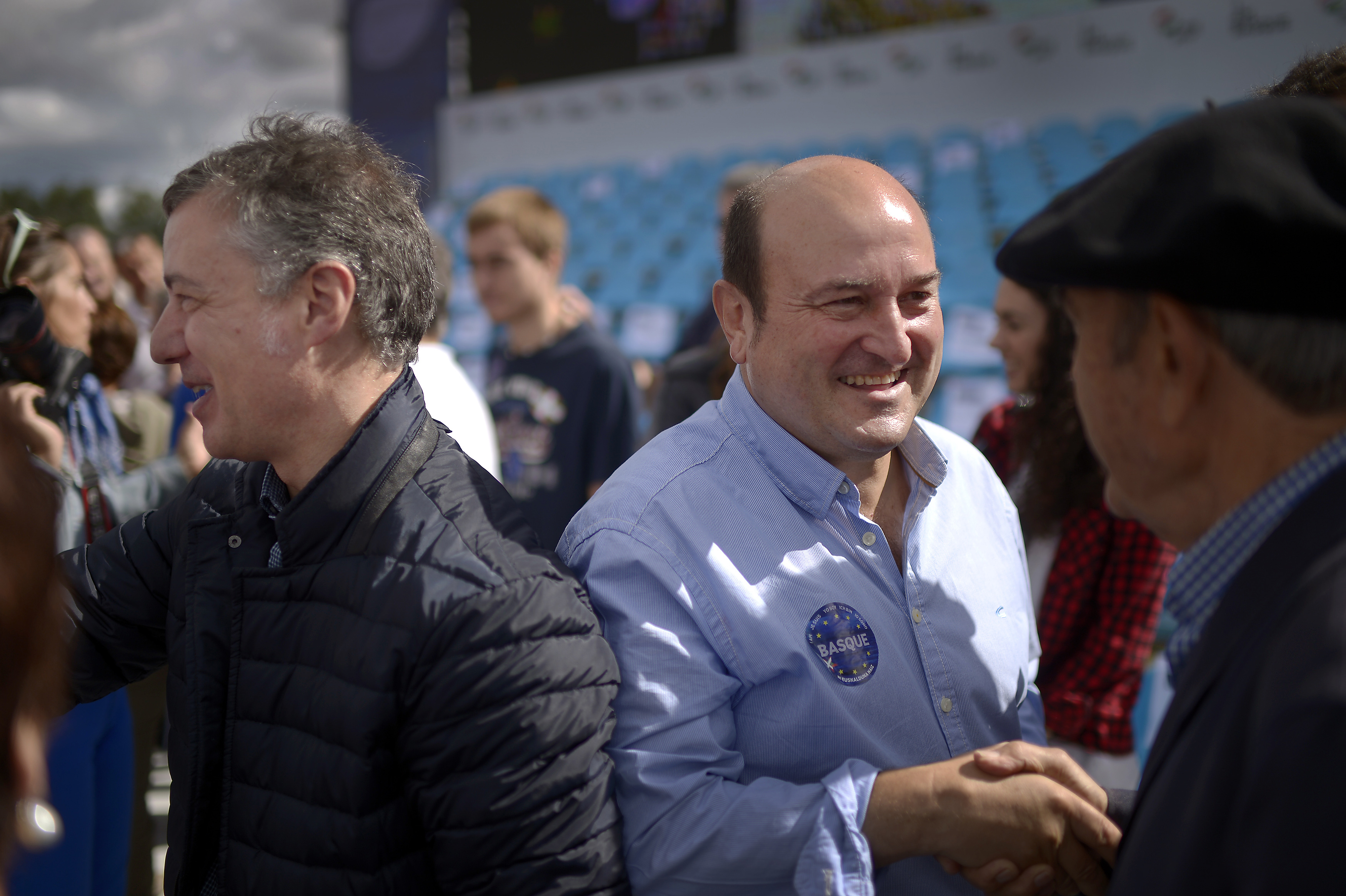 El lehendakari Iñigo Urkuluu y el presidente del PNV, Andoni Ortuzar, durante un acto de partido.