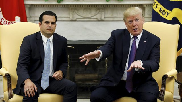 Donald Trump y el gobernador de Puerto Rico, Ricardo Roselló