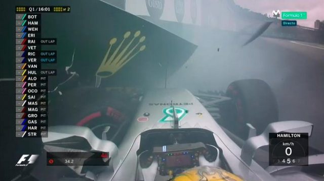 Lewis Hamilton, tras colisionar contra las protecciones