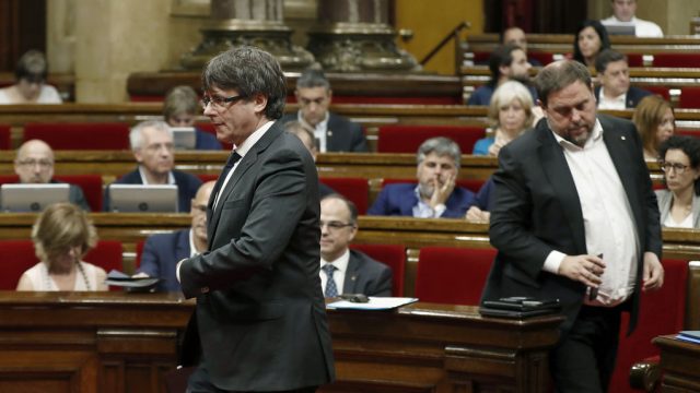 Carles Puigdemony y Oriol Junqueras, líderes separatistas de Cataluña