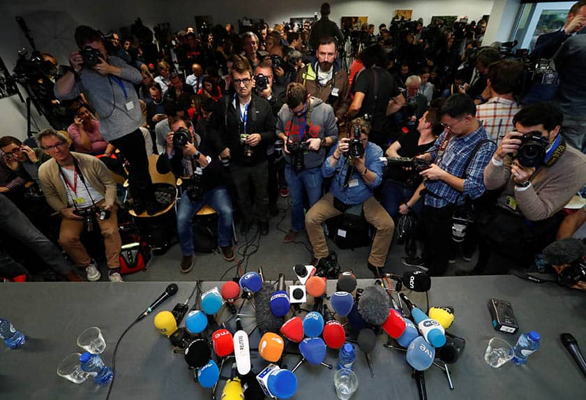 Periodistas en una rueda de prensa.