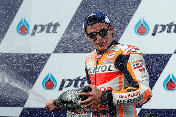 El campeón Marc Márquez triunfó en el MotoGP de Tailandia.
