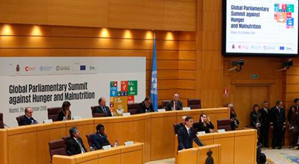 El jefe de gobierno español, Pedro Sánchez, destacó que frente al hambre y la desnutrición, la Cumbre representa "una oportunidad para afrontar este auténtico desafío planetario desde un enfoque multilateral"/Cortesía