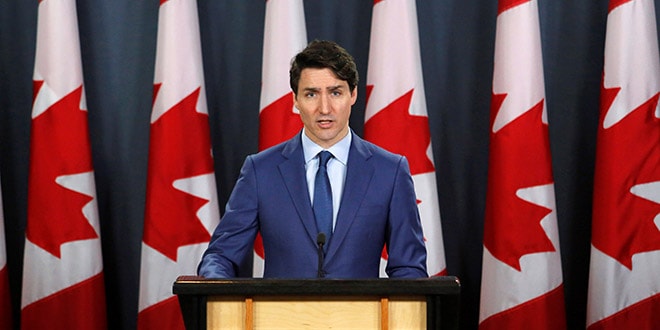 El primer ministro de Canadá, Justin Trudeau, en una rueda de prensa en Ottawa a principios de marzo.