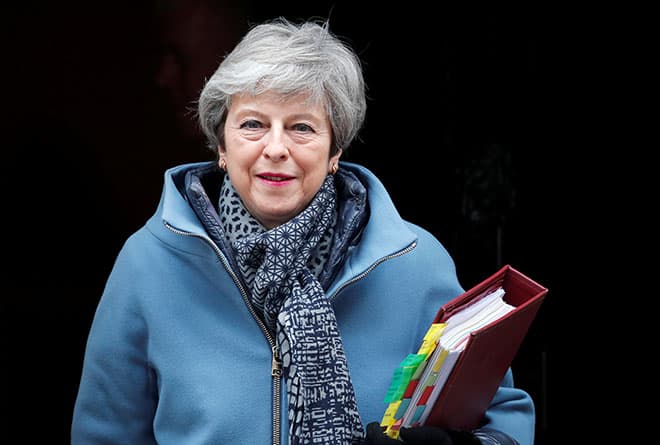Britain's Prime Minister Theresa May leaves 10 Downing Street, as she faces a vote on alternative Brexit options, in London, Britain, March 27, 2019. REUTERS/Alkis Konstantinidis