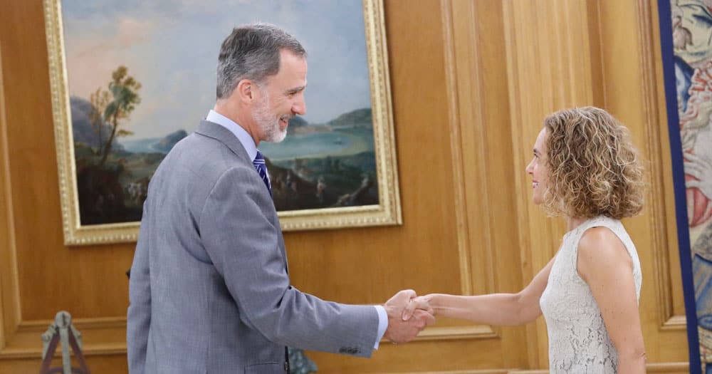 En el Palacio de La Zarzuela el Rey Felipe VI recibió en audiencia a la presidenta del Congreso de los Diputados Meritxell Batet quien le informó sobre la fallida investidura de Sánchez este jueves.