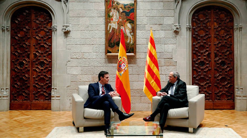 El presidente Pedro Sánchez y el president de la Generalitat, Quim Torra