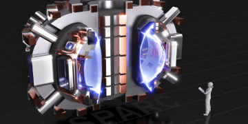 La imagen muestra una representación del proyecto Sparc, que tiene como fin crear y confinar un plasma que produzca una energía neta de fusión y libre de emisiones. / Foto: CFS/MIT-PSFC. Representación en CAD de T. Henderson