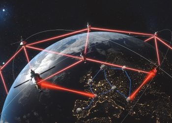 Una tecnología utiliza láseres para transmitir datos entre satélites y mejorar la velocidad y eficiencia de la red de internet. (Ilustración: ETH Zurich / Enea Ingellis)